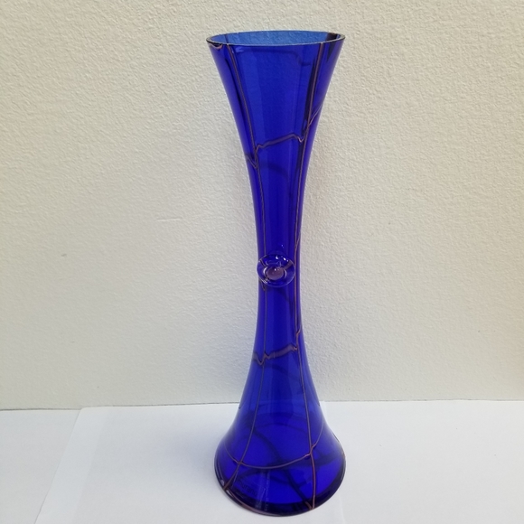 10052 New Rare Murano Cobal Blue 16" Vase, Italia Collection, hand made in Italy - Picture 5 of 13